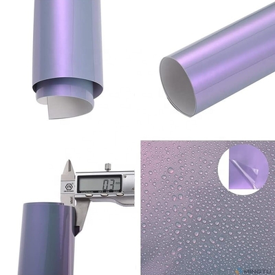 Transformación del vehículo DIY Mingtu gris a encantador púrpura brillante Cameleón envoltura de vinilo