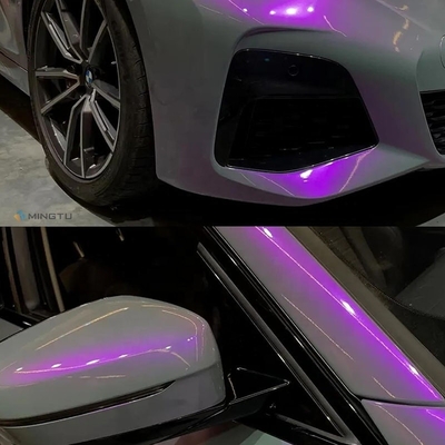 Transformación del vehículo DIY Mingtu gris a encantador púrpura brillante Cameleón envoltura de vinilo