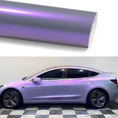 Adhesivo extraíble Mingtu Gris a púrpura envoltura de vinilo brillante envoltura de automóvil rollo de vinilo para película de vehículo de auto bricolaje