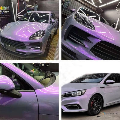 Adhesivo extraíble Mingtu Gris a púrpura envoltura de vinilo brillante envoltura de automóvil rollo de vinilo para película de vehículo de auto bricolaje