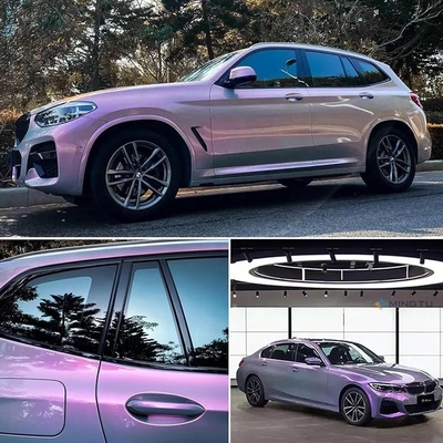 Adhesivo extraíble Mingtu Gris a púrpura envoltura de vinilo brillante envoltura de automóvil rollo de vinilo para película de vehículo de auto bricolaje