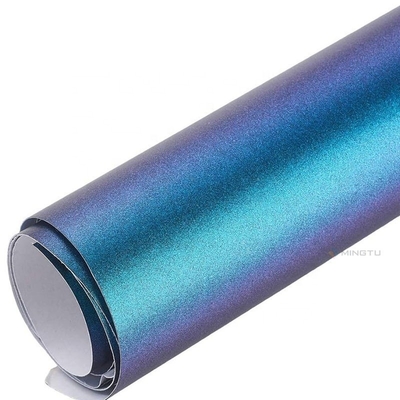 Revestimiento de vinilo para automóviles de liberación de aire estirable en metal brillante Camaleón morado azul