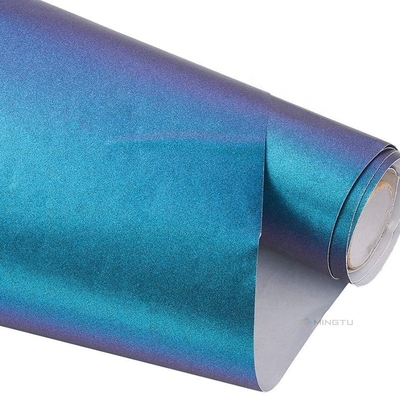 Revestimiento de vinilo para automóviles de liberación de aire estirable en metal brillante Camaleón morado azul